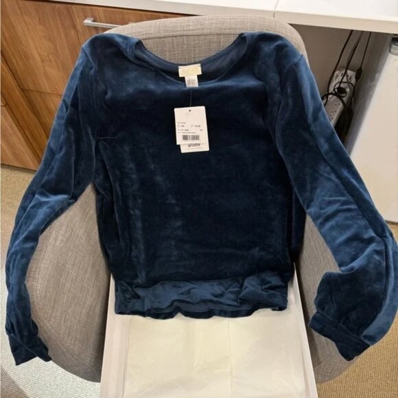 Hanro Damen Velvet Round Neck Pullover Size Extra Small Color: Mystic Blue - Picture 4 of 4